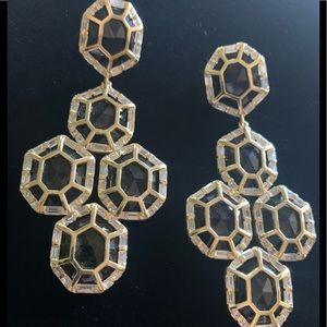 Kendra Scott Black/ Gold Tourmaline Caged Earring